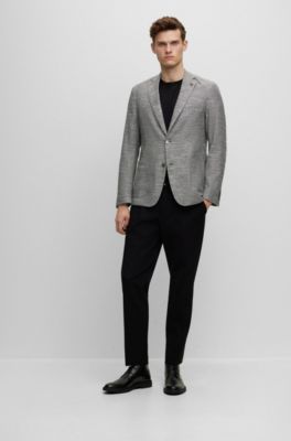 BOSS - Micro-pattern slim-fit jacket in a cotton blend 
