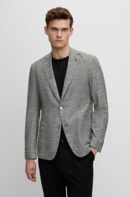 BOSS - Micro-pattern slim-fit jacket in a cotton blend 