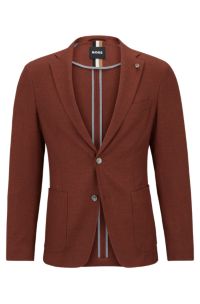 BOSS - Micro-pattern slim-fit jacket in a cotton blend