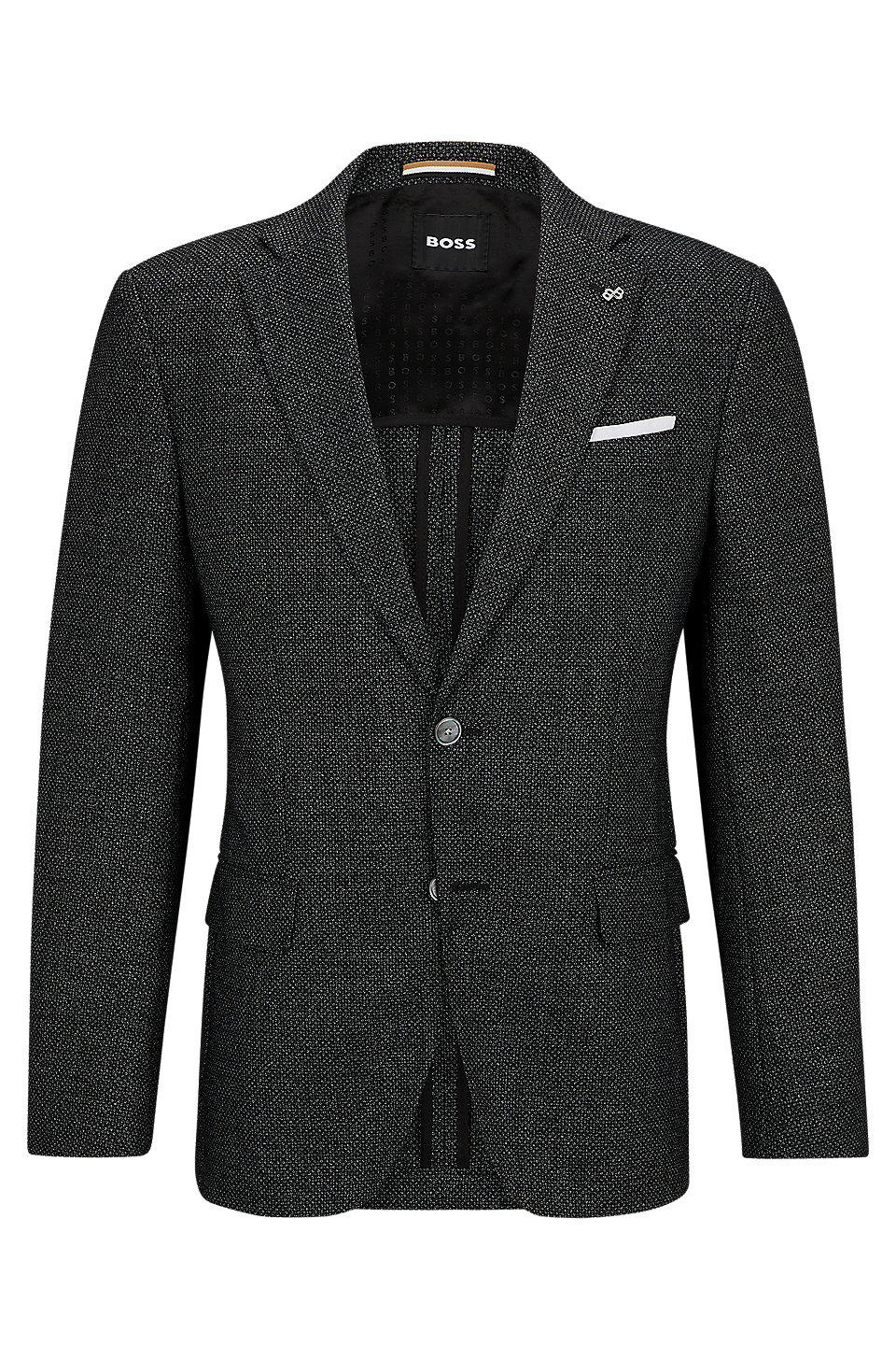BOSS - Slim-fit jacket in micro-patterned wool and cotton