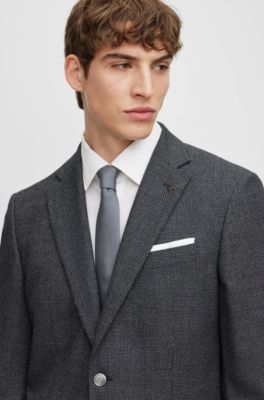 BOSS Slimfit jacket in micropatterned wool and cotton