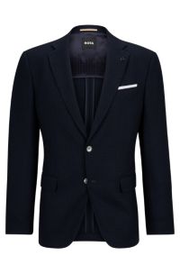 BOSS - Double-breasted relaxed-fit jacket in houndstooth stretch cloth