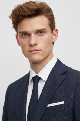 BOSS - Slim-fit jacket in micro-patterned wool and cotton