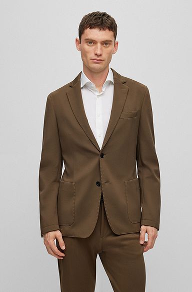 Slim-fit jacket in micro-patterned performance-stretch fabric, Light Green