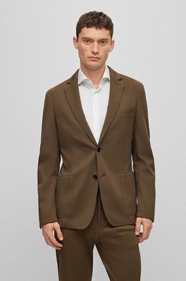 BOSS - Slim-fit jacket in micro-patterned performance-stretch fabric