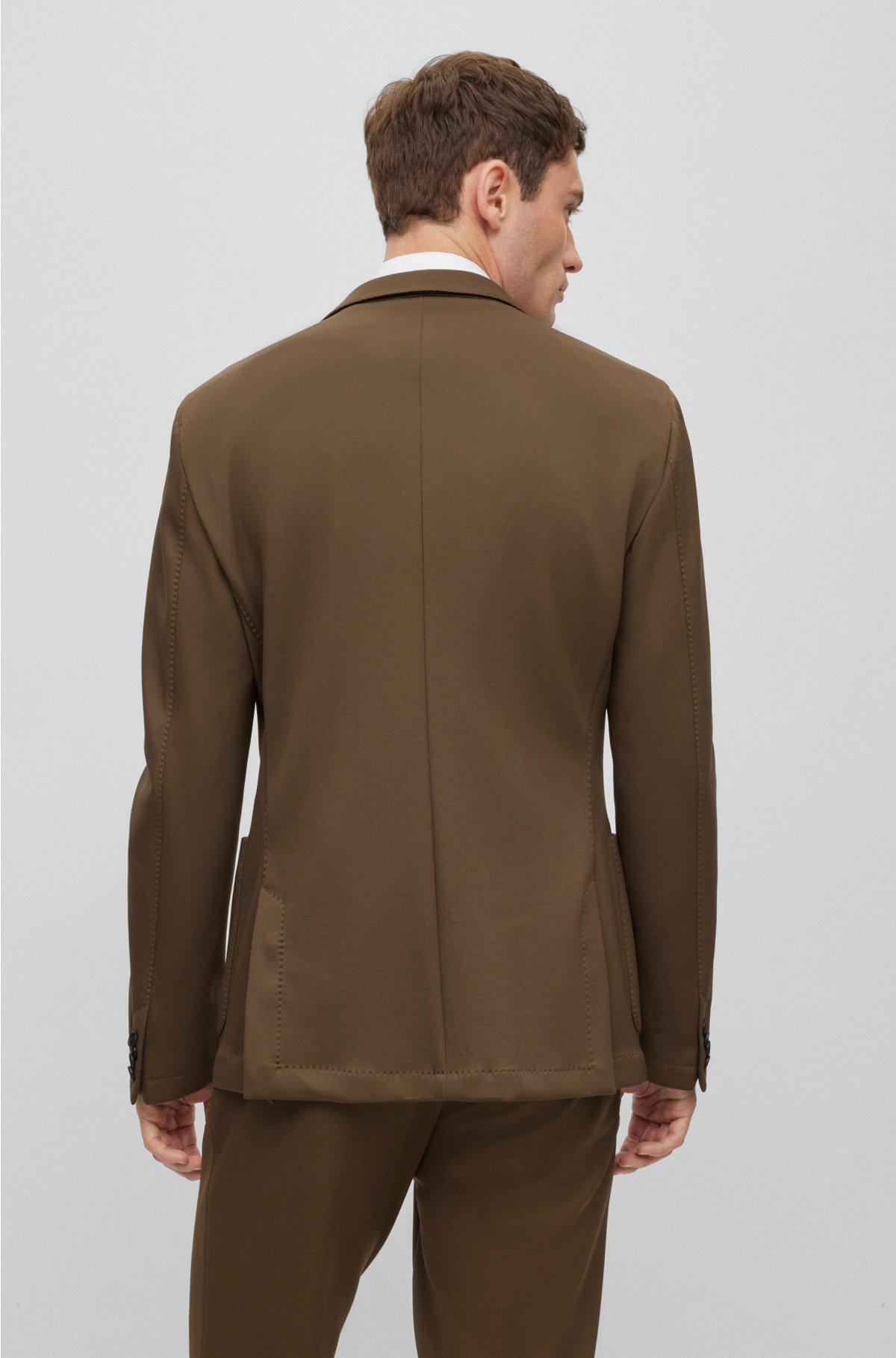 BOSS - Slim-fit jacket in micro-patterned performance-stretch fabric