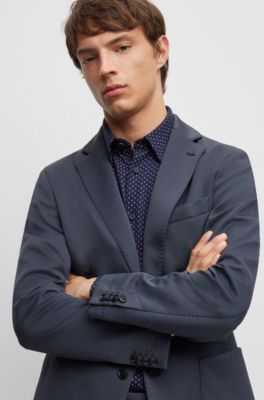 BOSS - Slim-fit jacket in micro-patterned performance-stretch fabric