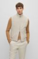 Zipped gilet in goat suede with contrast back panel, Light Beige
