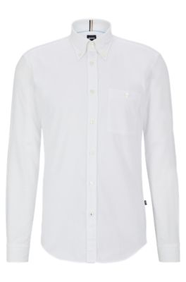 BOSS - Slim-fit button-down shirt in Oxford cotton