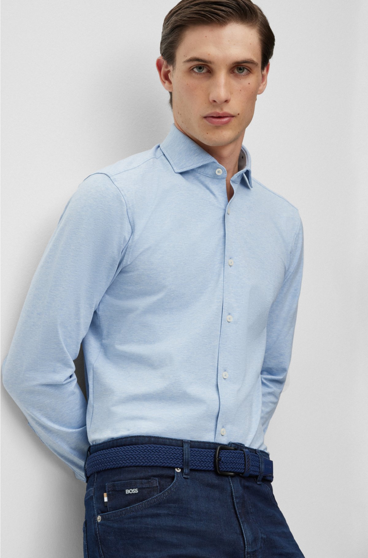 BOSS - Casual-fit shirt in stretch cotton