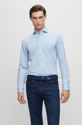 BOSS - Casual-fit shirt in stretch cotton - Light Blue