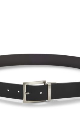 Cintur&oacute;n reversible de piel italiana con hebilla de aguja, Negro