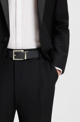 Ceinture r&eacute;versible en cuir italien, Noir