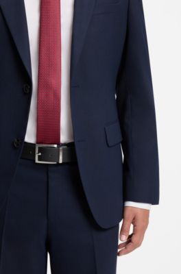 Ceinture r&eacute;versible en cuir italien avec boucle &agrave; ardillon, Noir
