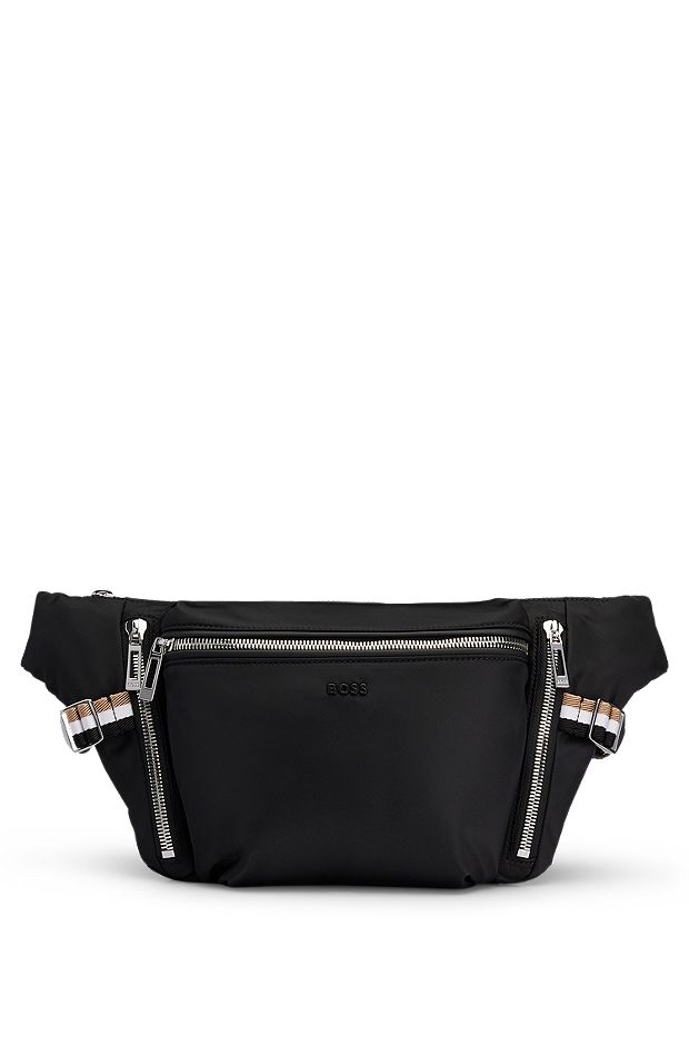 Zip-pocket belt bag, Black