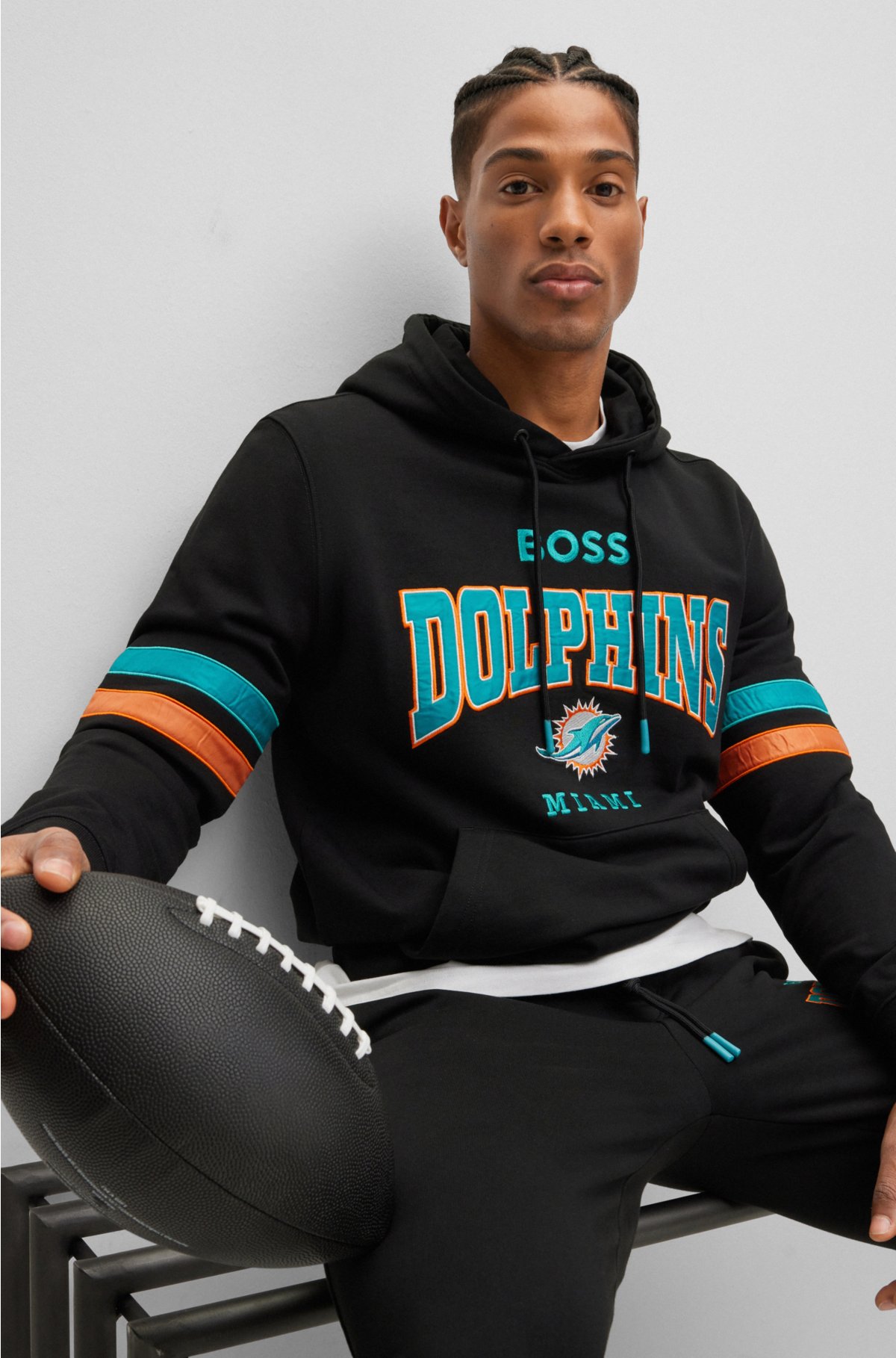 BOSS x NFL cotton-terry tracksuit bottoms with collaborative branding