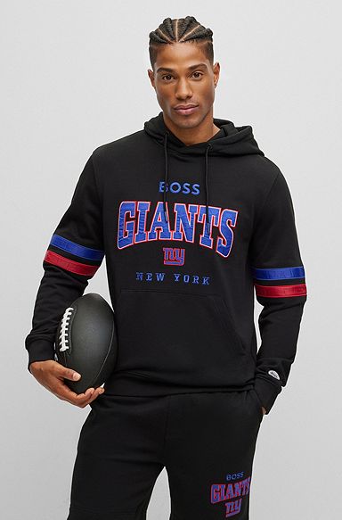 Sweat à capuche BOSS x NFL en coton mélangé avec logo du partenariat, Giants