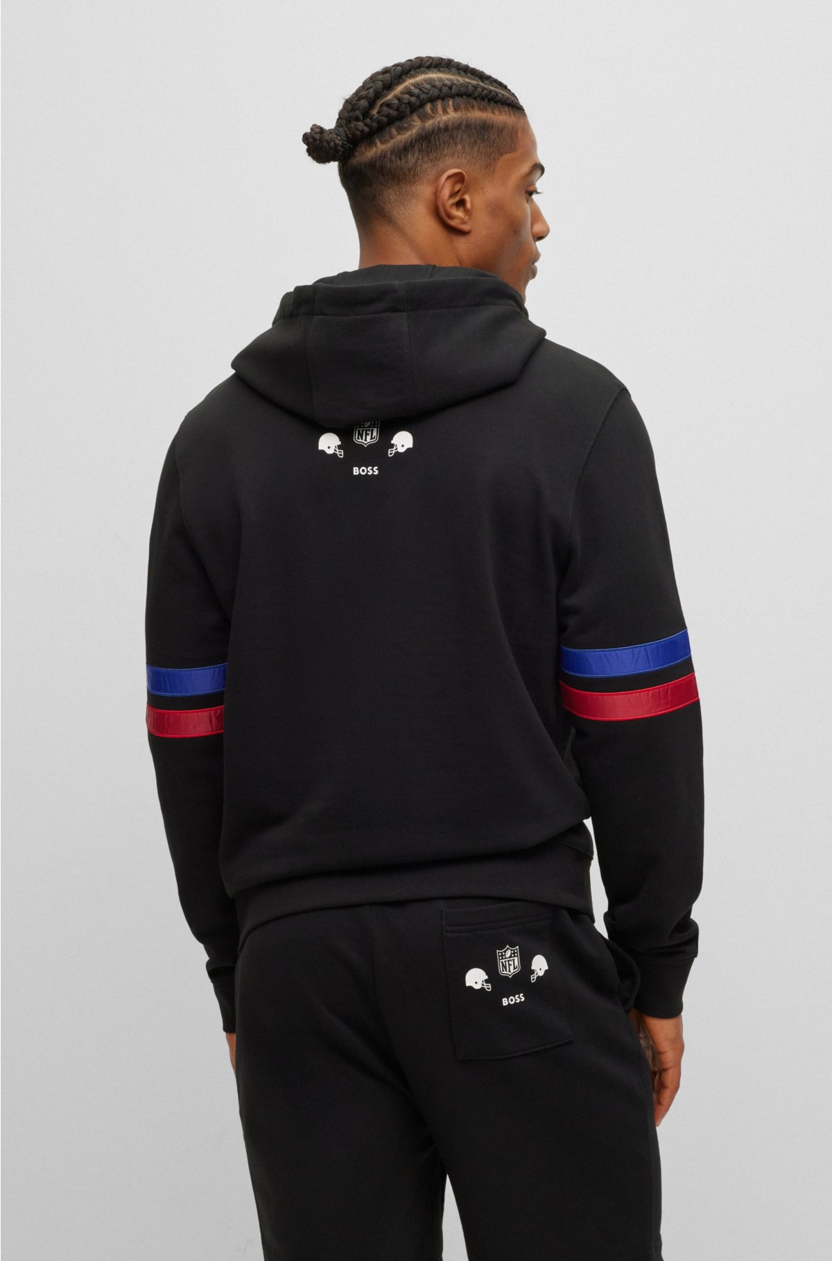 BOSS x NFL cotton-terry hoodie with collaborative branding, Giants