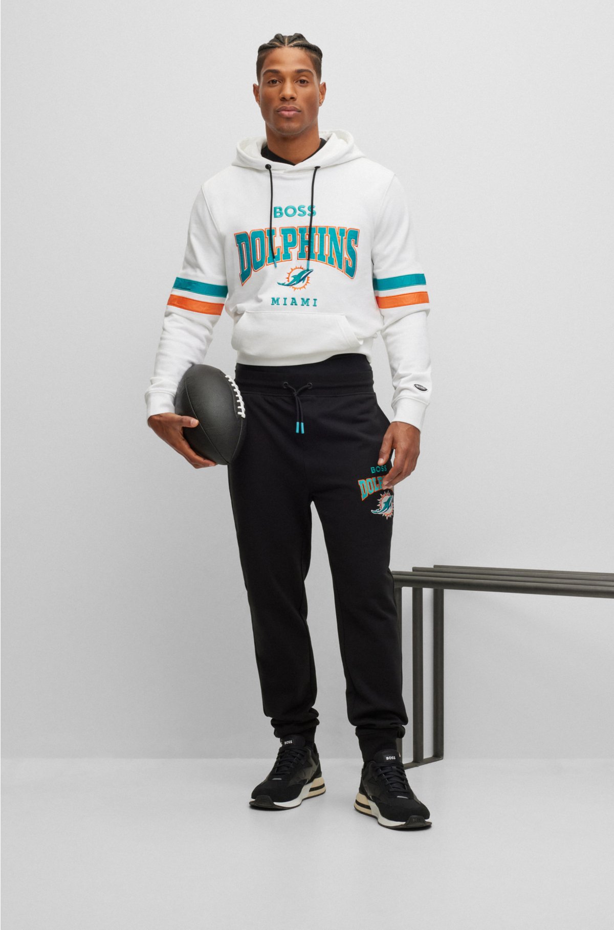 BOSS x NFL cotton-terry hoodie with collaborative branding, Dolphins
