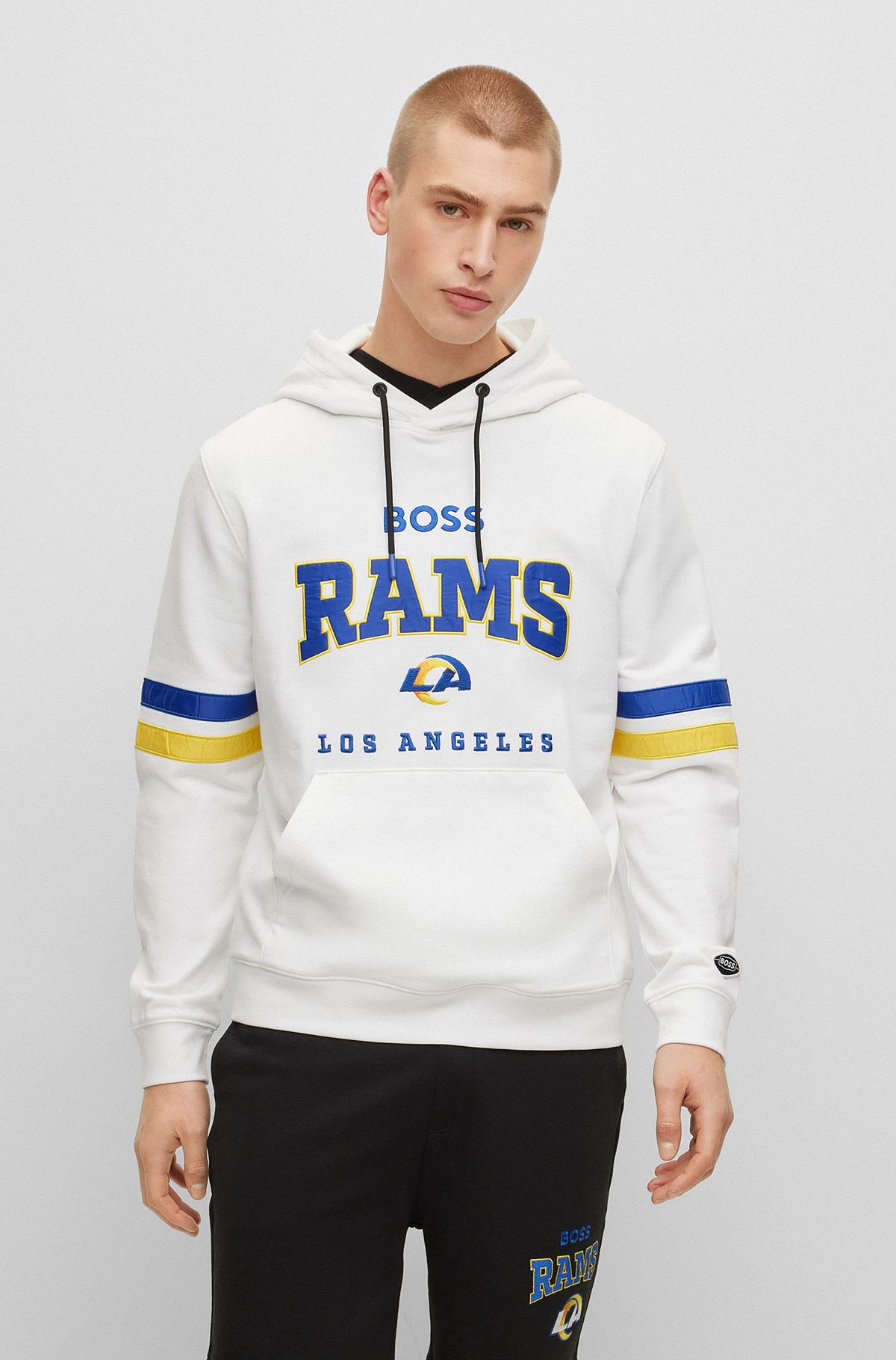 Prenda con capucha BOSS x NFL en felpa de rizo de algodón con detalle de la colaboración, Rams