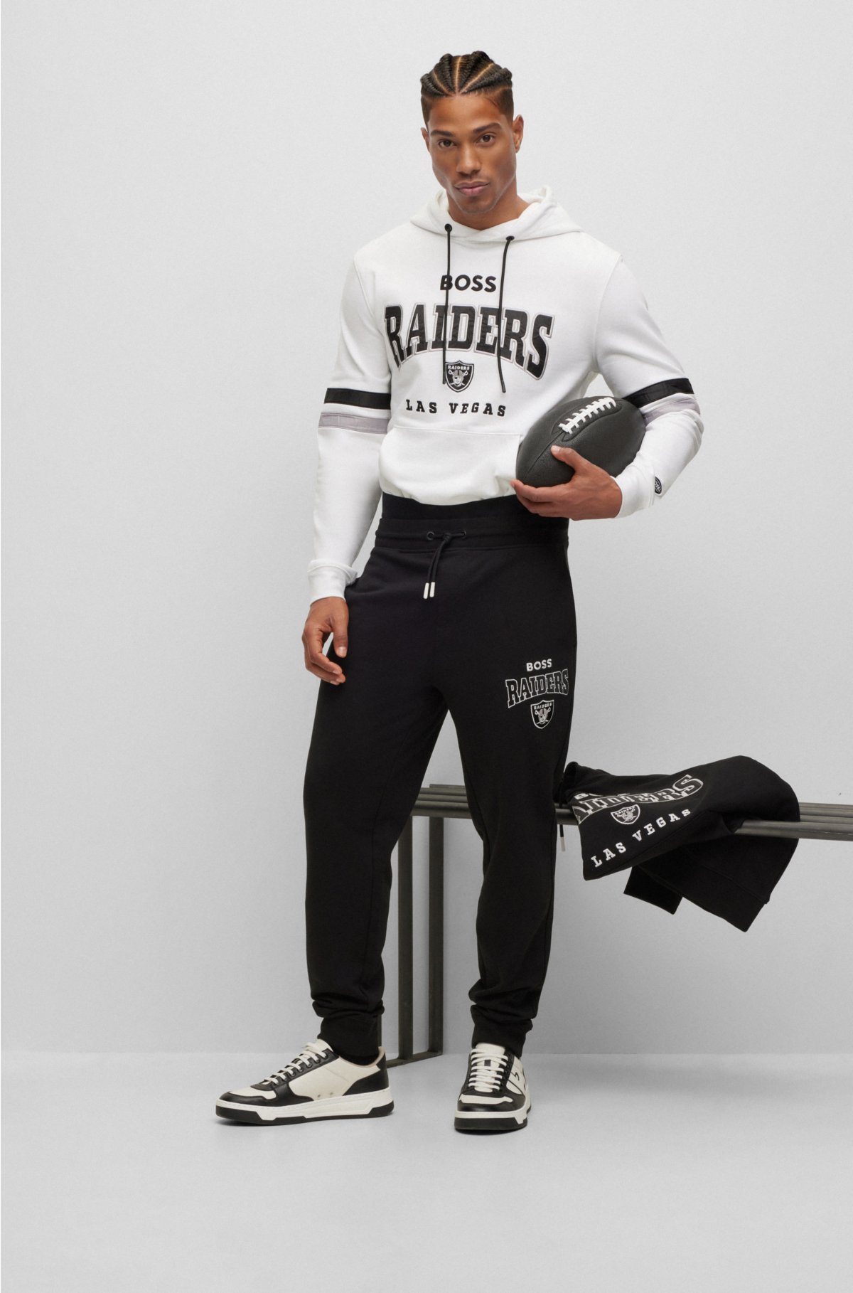 BOSS x NFL cotton-terry hoodie with collaborative branding, Raiders