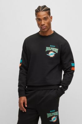 Hugo Boss Boss X Nfl Cotton-terry Sweatshirt With Collaborative Branding In Dolphins