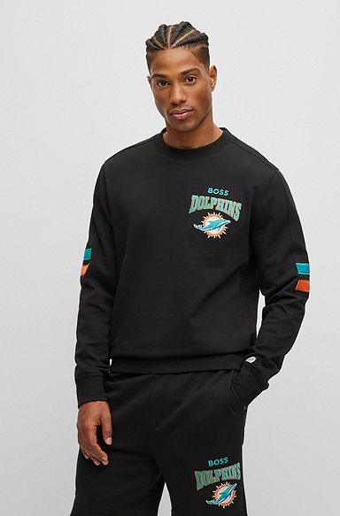BOSS x NFL cotton-terry sweatshirt with collaborative branding, Dolphins