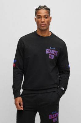 Boss Men's Boss x NFL Long-sleeved Polo Shirt with Collaborative Branding - Giants Medium Blue - Size Medium