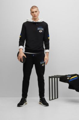 BOSS - Sweat à Capuche Zippé En Molleton De Coton Avec Rayures Et Logo - Gris