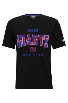 Hugo Boss Boss X Nfl Stretch-cotton T-shirt With Collaborative Branding In Giants