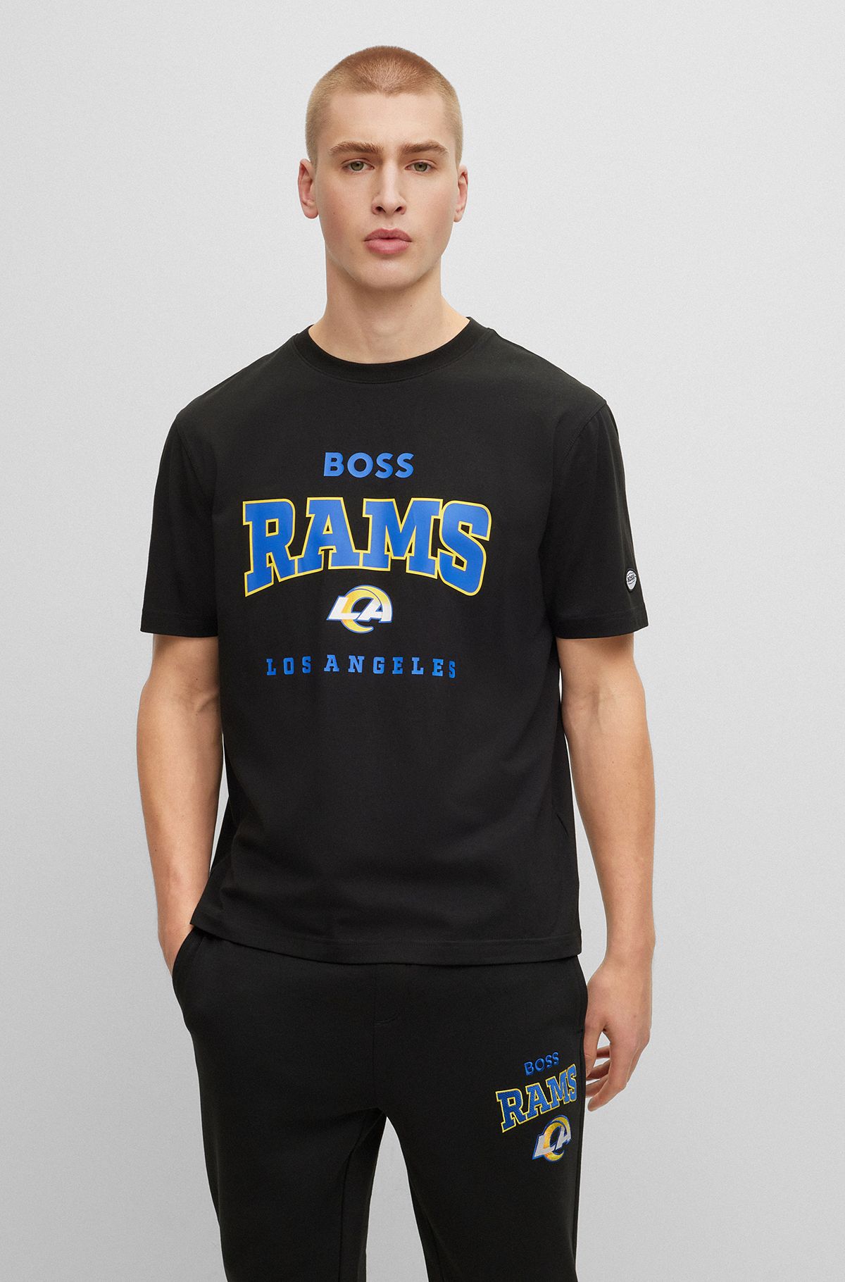 Camiseta de algodón elástico BOSS x NFL con detalle de la colaboración, Rams