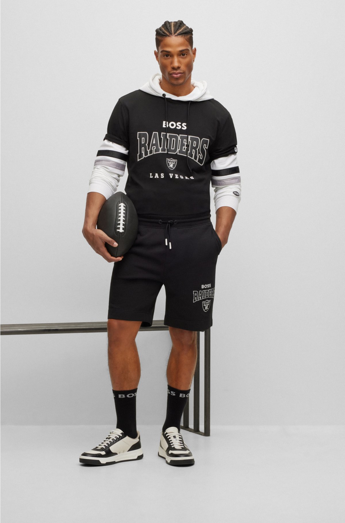BOSS x NFL stretch-cotton T-shirt with collaborative branding, Raiders