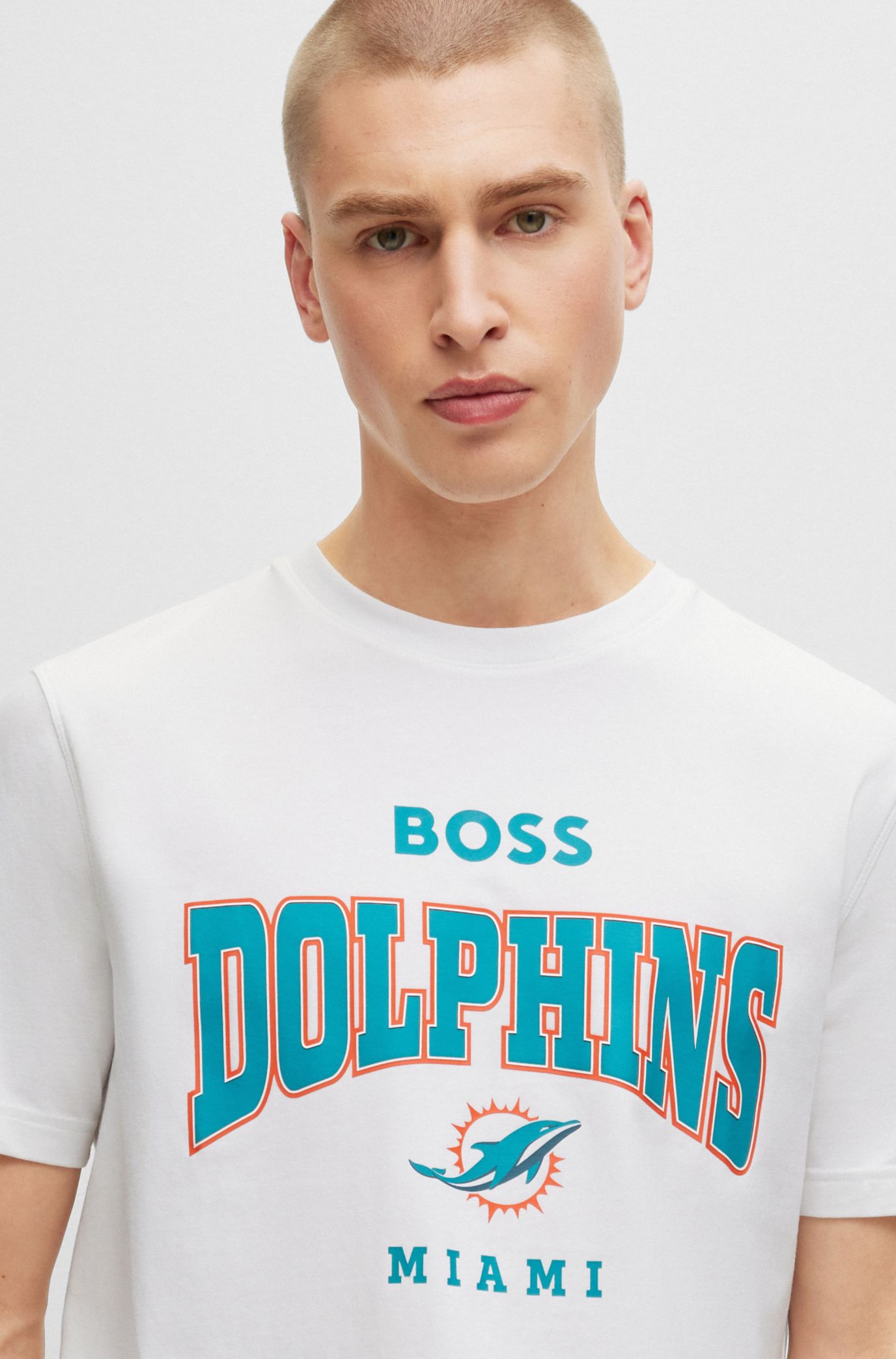 BOSS - BOSS x NFL stretch-cotton T-shirt with collaborative branding