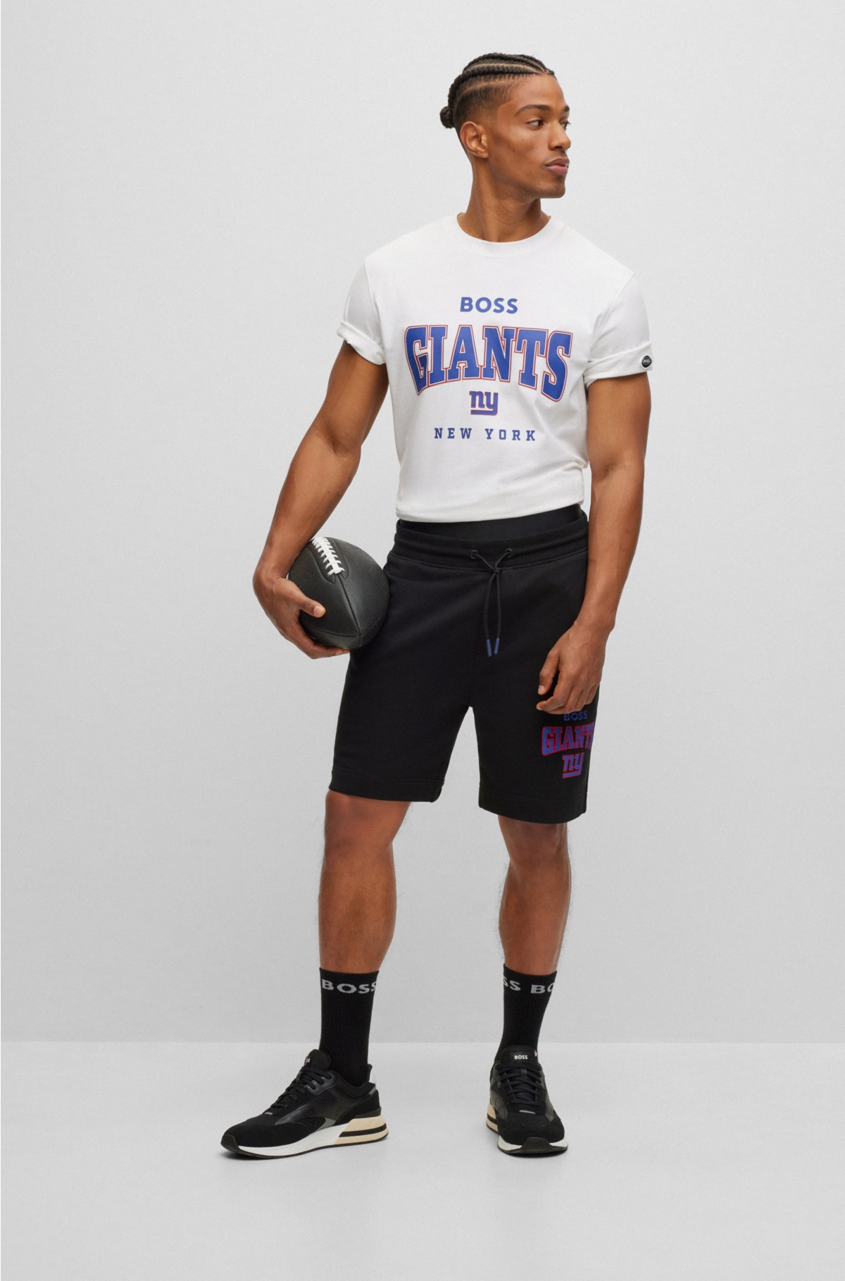 BOSS x NFL stretch-cotton T-shirt with collaborative branding, Giants