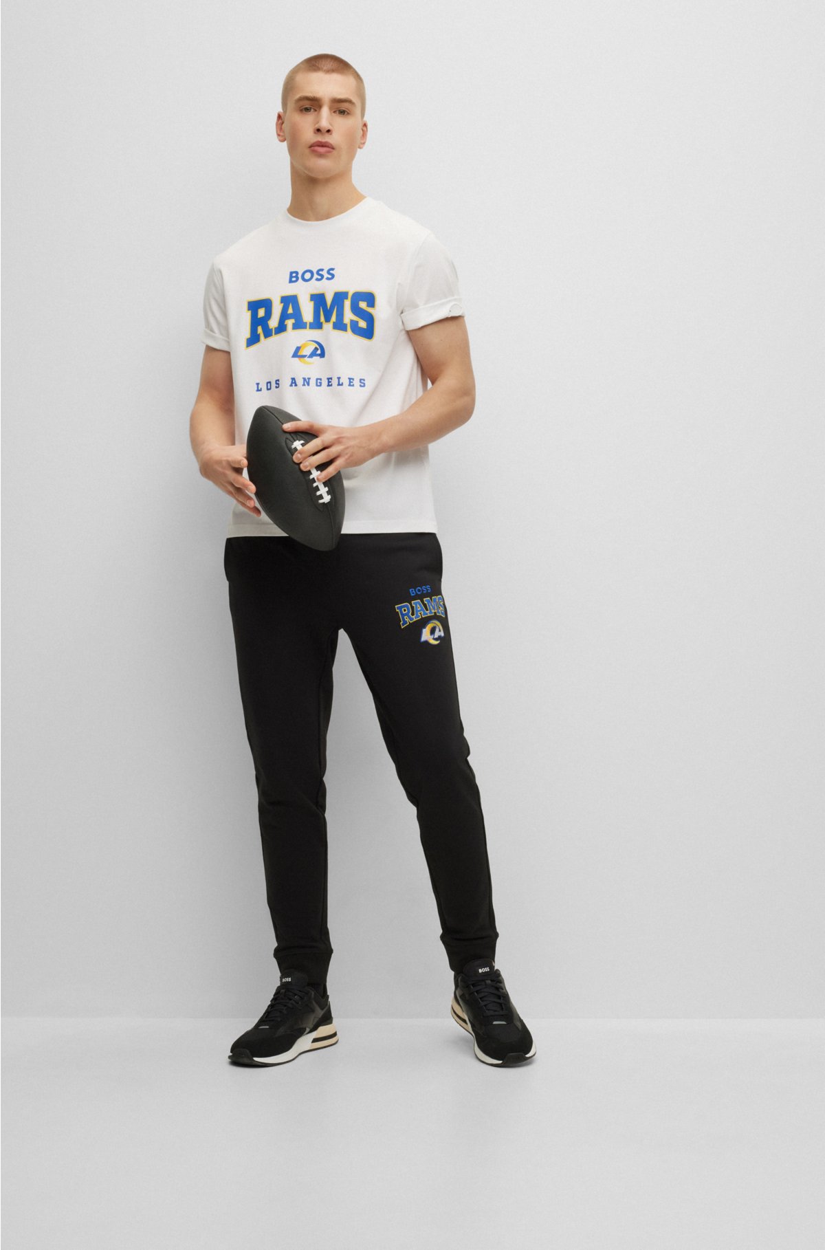 BOSS x NFL stretch-cotton T-shirt with collaborative branding, Rams