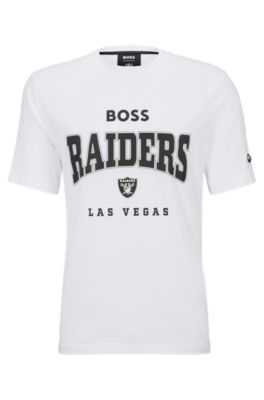 Hugo Boss Boss X Nfl Stretch-cotton T-shirt With Collaborative Branding In Raiders