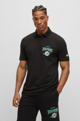 Hugo Boss Boss X Nfl Cotton-piqu Polo Shirt With Collaborative Branding In Dolphins