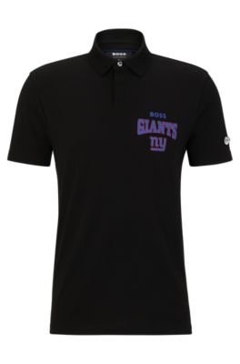 Boss Men's Boss x NFL Long-sleeved Polo Shirt with Collaborative Branding - Giants Medium Blue - Size Medium