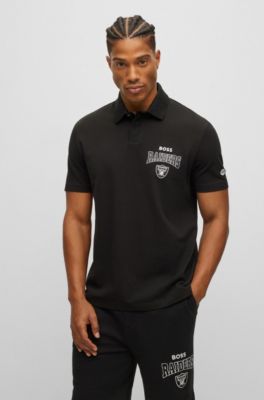 Shop Hugo Boss Boss X Nfl Cotton-piqu Polo Shirt With Collaborative Branding In Raiders