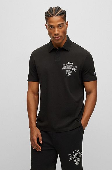 BOSS x NFL cotton-piqué polo shirt with collaborative branding, Raiders