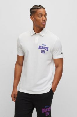 Hugo Boss Boss X Nfl Cotton-piqu Polo Shirt With Collaborative Branding In Giants