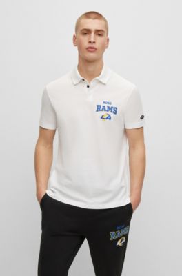 Hugo Boss Boss Nfl Cotton-piqu Polo Shirt With Collaborative Branding In Rams