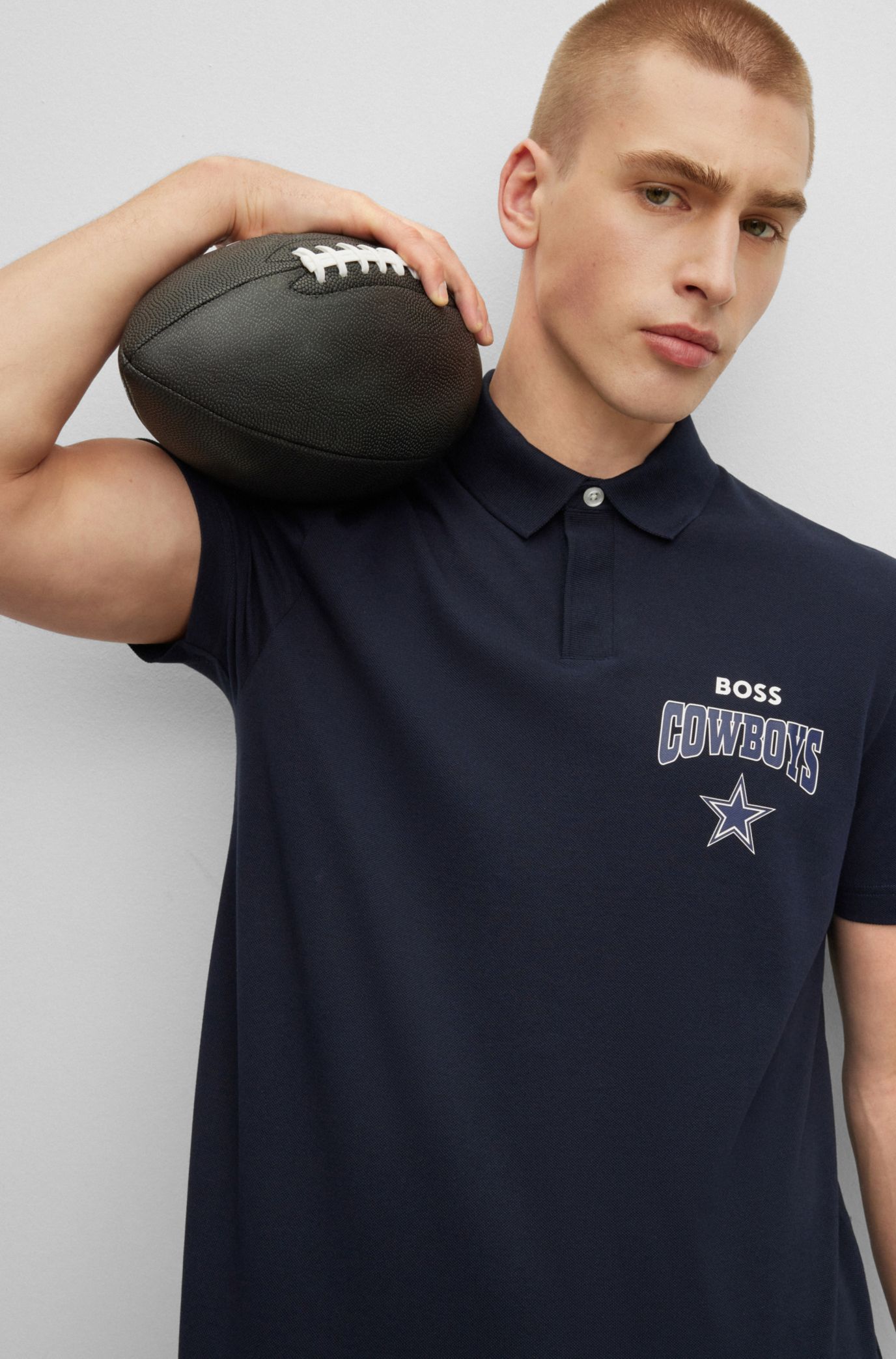 BOSS BOSS x NFL cotton-piqu polo shirt with collaborative branding in Cowboys | Men's Polo Shirts size M
