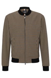 BOSS - Slim-fit jacket in checked stretch material