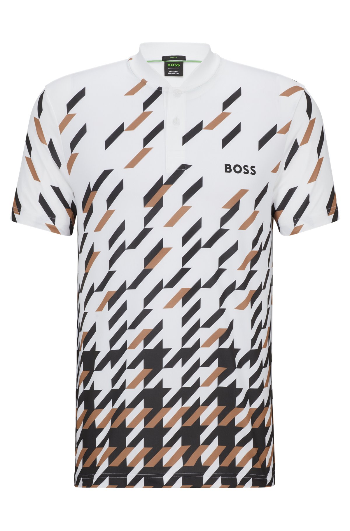 BOSS x Matteo Berrettini slim-fit houndstooth polo shirt, White