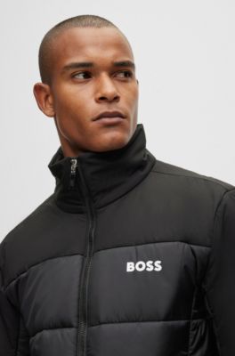BOSS Regularfit waterrepellent padded jacket in mixed materials