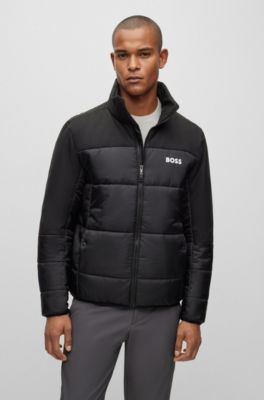 BOSS Regularfit waterrepellent padded jacket in mixed materials