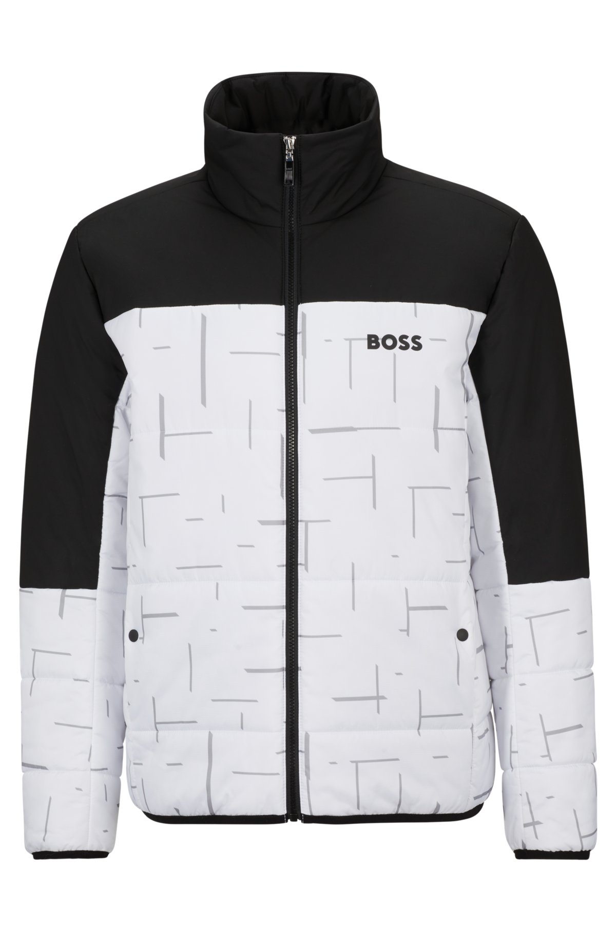 Regular-fit water-repellent padded jacket in mixed materials, White
