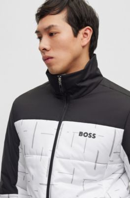 BOSS - Regular-fit water-repellent padded jacket in mixed materials
