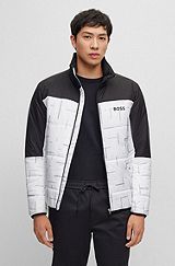 Regular-fit water-repellent padded jacket in mixed materials, White